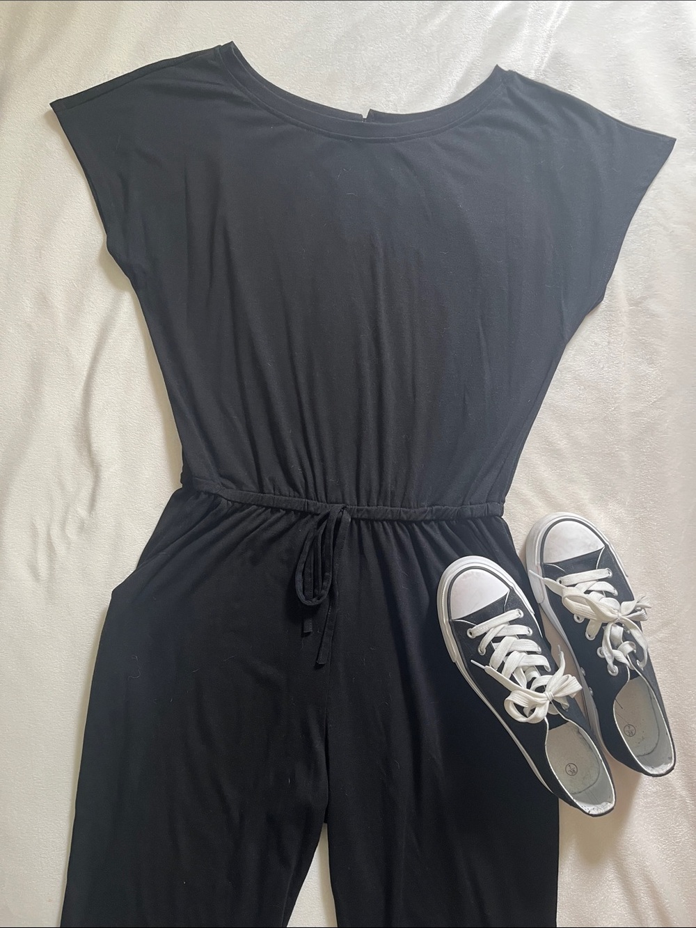 Black Women's Jumpsuit with Drawstring Waist